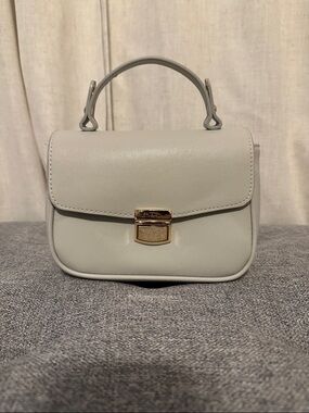 Structured Mini Top-Handle Bag in Light Gray
